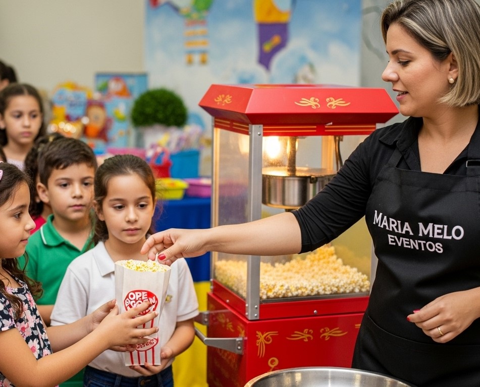 Máquina de pipoca da Maria Melo Eventos